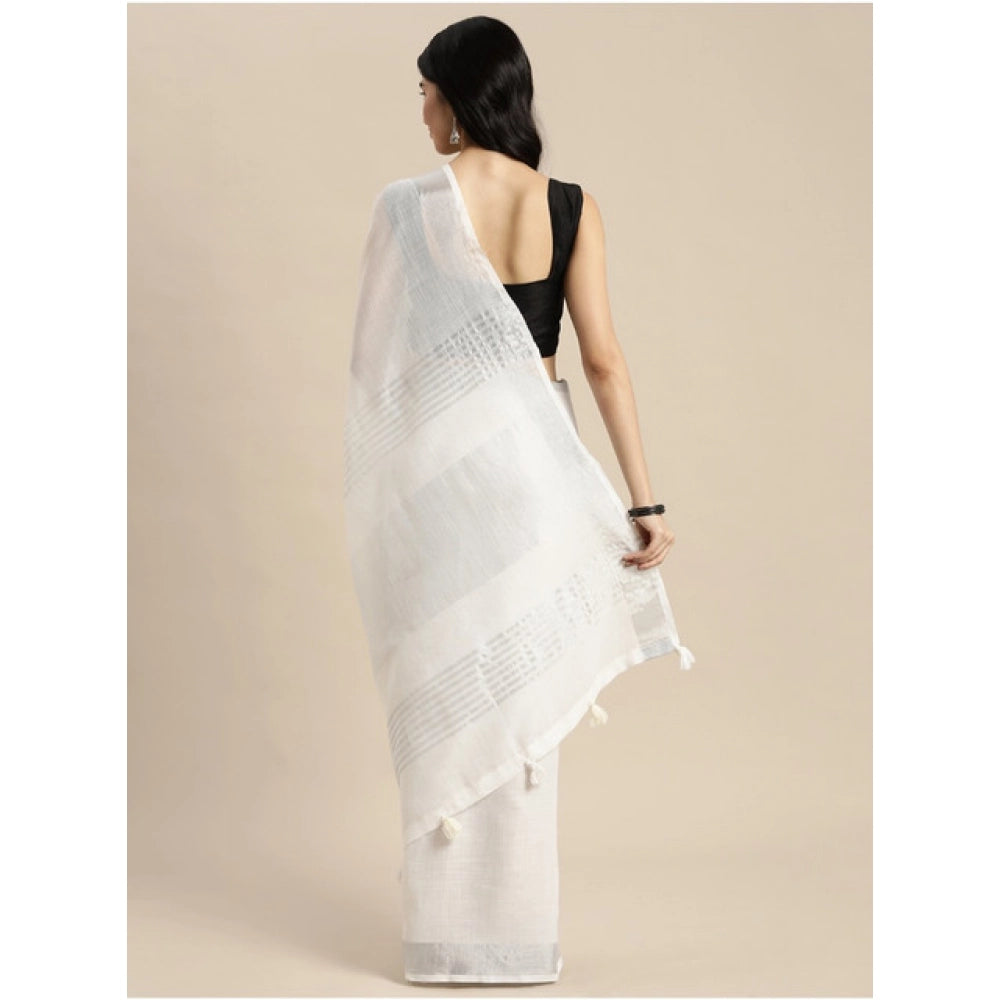 Wonderful Women's Linen Cotton Printed Saree With Blouse Piece