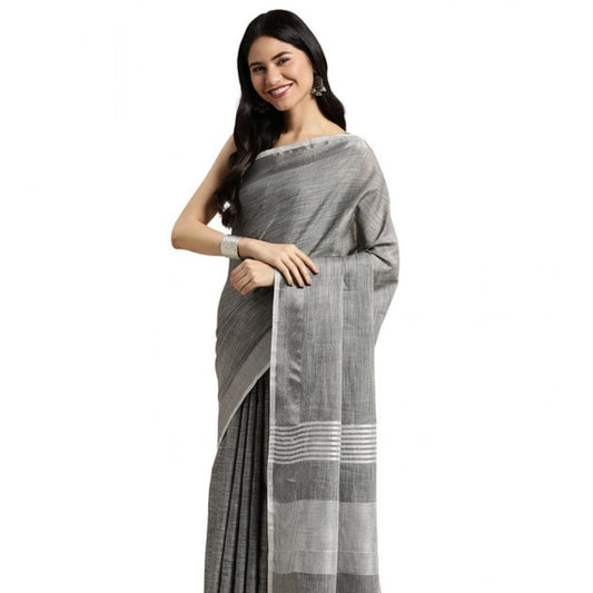 Wonderful Women's Linen Cotton Printed Saree With Blouse Piece