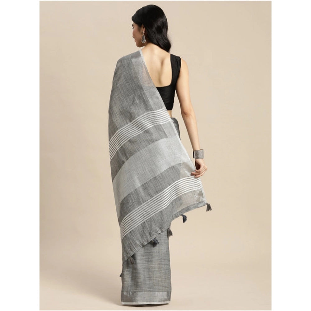 Wonderful Women's Linen Cotton Printed Saree With Blouse Piece