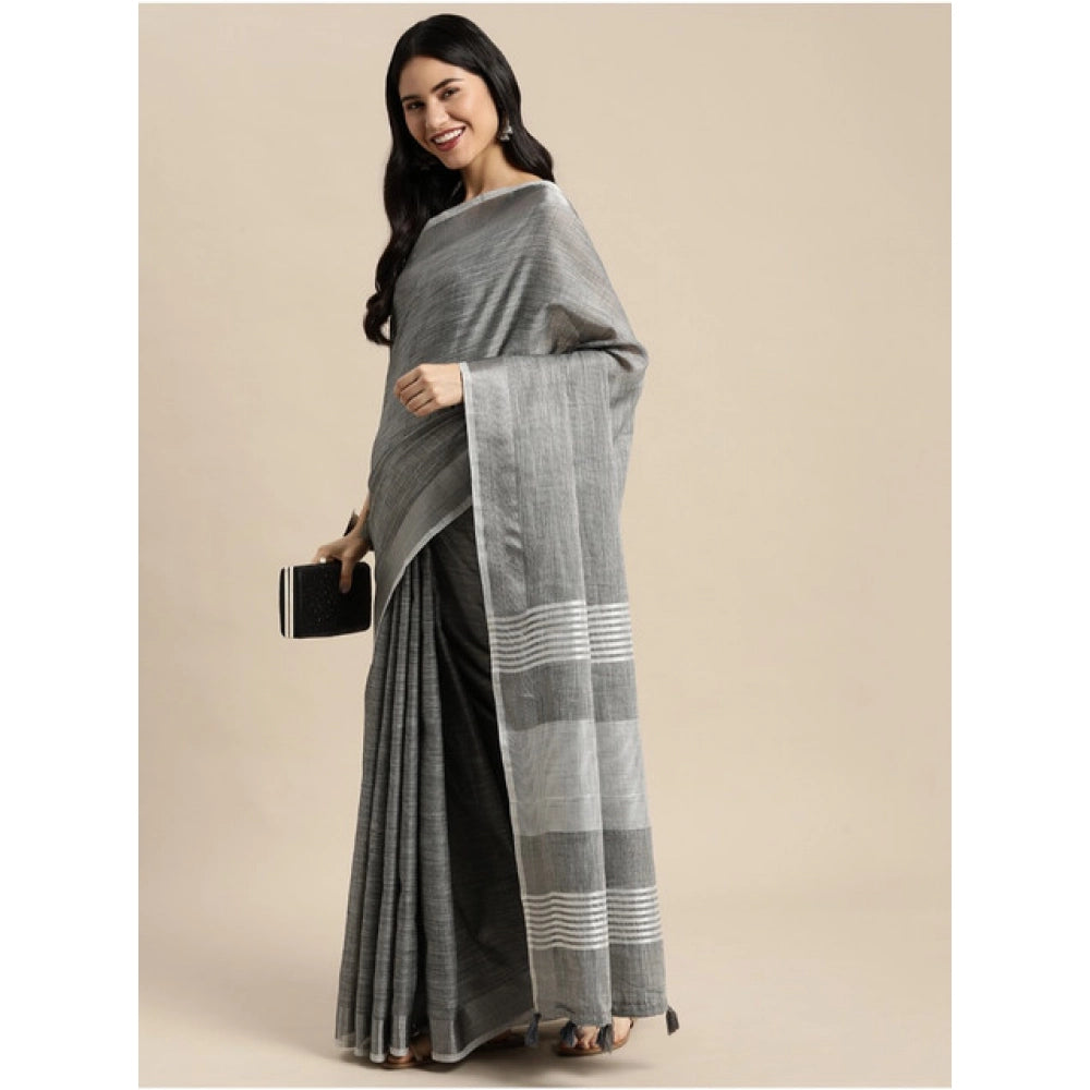 Wonderful Women's Linen Cotton Printed Saree With Blouse Piece