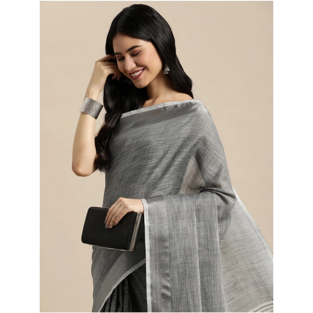 Wonderful Women's Linen Cotton Printed Saree With Blouse Piece
