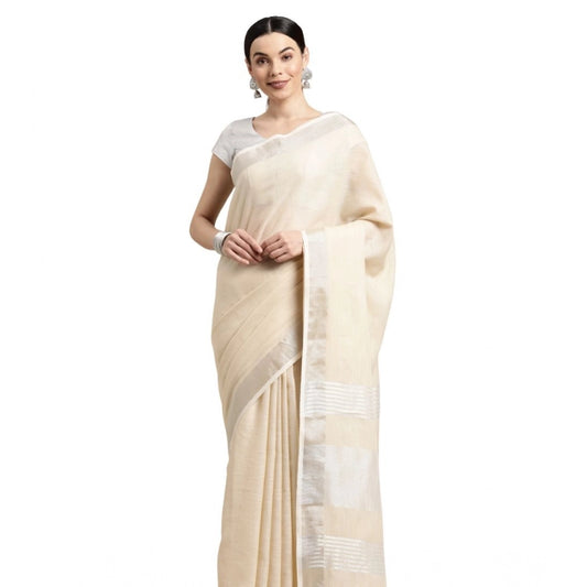 Wonderful Women's Linen Cotton Printed Saree With Blouse Piece