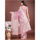 Trendy Women's Linen Cotton Printed Saree With Blouse Piece
