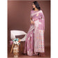 Trendy Women's Linen Cotton Printed Saree With Blouse Piece