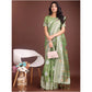 Trendy Women's Linen Cotton Printed Saree With Blouse Piece