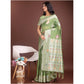 Trendy Women's Linen Cotton Printed Saree With Blouse Piece
