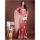 Trendy Women's Linen Cotton Printed Saree With Blouse Piece