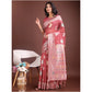 Trendy Women's Linen Cotton Printed Saree With Blouse Piece