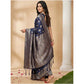 Attractive Women's Silk Blend Printed Saree With Blouse Piece