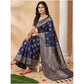 Attractive Women's Silk Blend Printed Saree With Blouse Piece