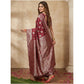 Attractive Women's Silk Blend Printed Saree With Blouse Piece