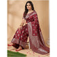Attractive Women's Silk Blend Printed Saree With Blouse Piece