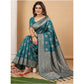 Attractive Women's Silk Blend Printed Saree With Blouse Piece