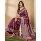 Attractive Women's Silk Blend Printed Saree With Blouse Piece