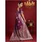 Attractive Women's Silk Blend Printed Saree With Blouse Piece