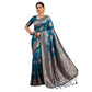 Attractive Women's Silk Blend Printed Saree With Blouse Piece