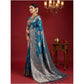 Attractive Women's Silk Blend Printed Saree With Blouse Piece