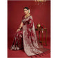 Attractive Women's Silk Blend Printed Saree With Blouse Piece