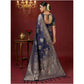 Attractive Women's Silk Blend Printed Saree With Blouse Piece