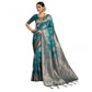 Attractive Women's Silk Blend Printed Saree With Blouse Piece