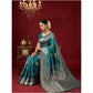 Attractive Women's Silk Blend Printed Saree With Blouse Piece