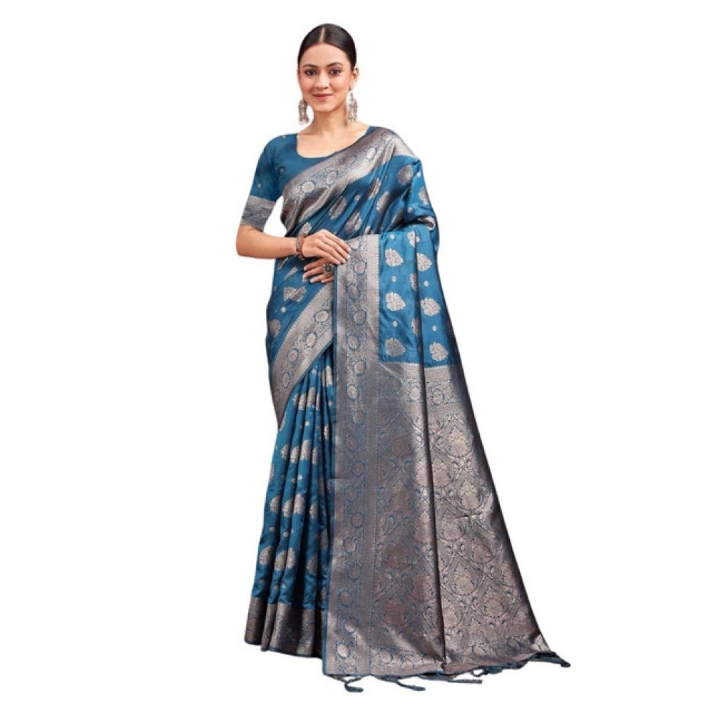 Designer Women's Banarasi Silk Printed Saree With Blouse Piece
