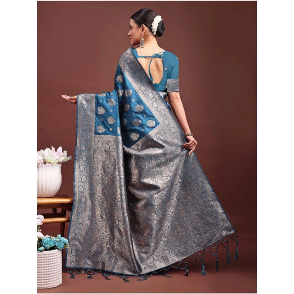 Designer Women's Banarasi Silk Printed Saree With Blouse Piece
