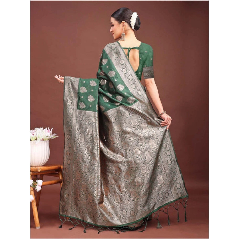 Designer Women's Banarasi Silk Printed Saree With Blouse Piece