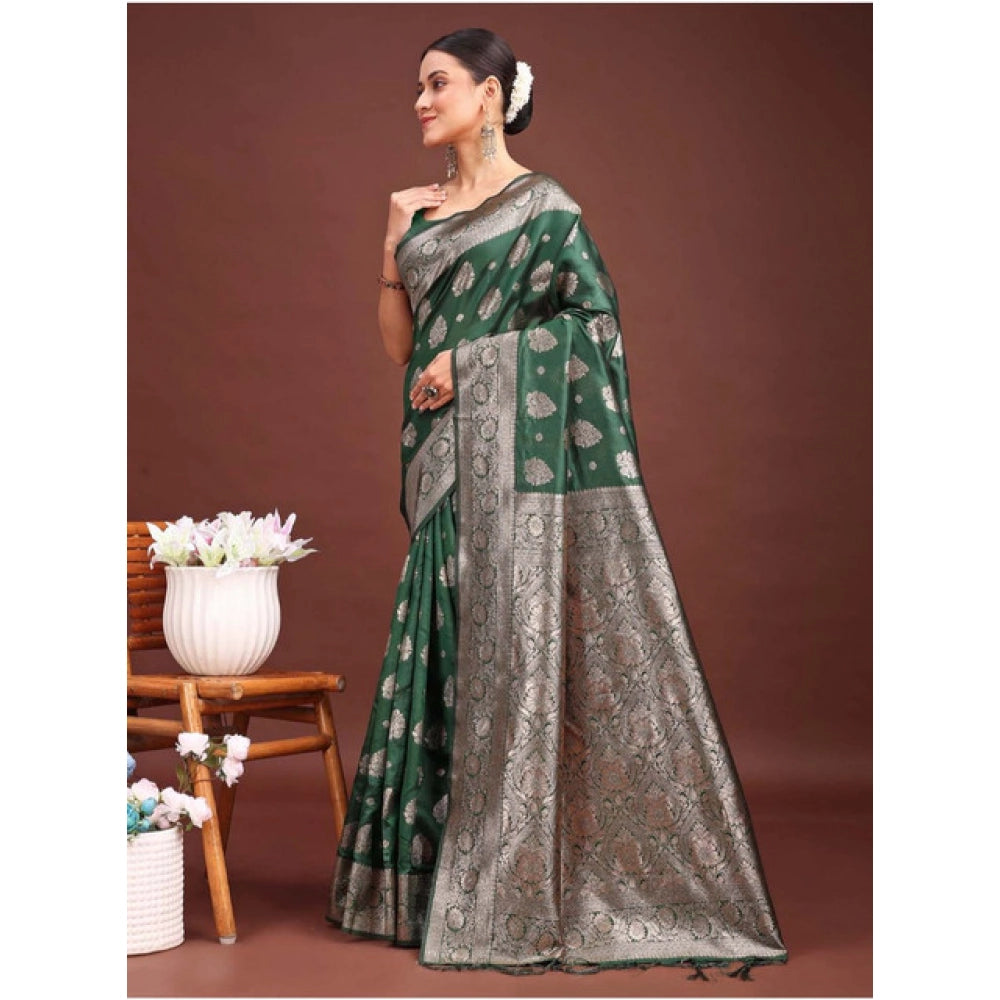 Designer Women's Banarasi Silk Printed Saree With Blouse Piece