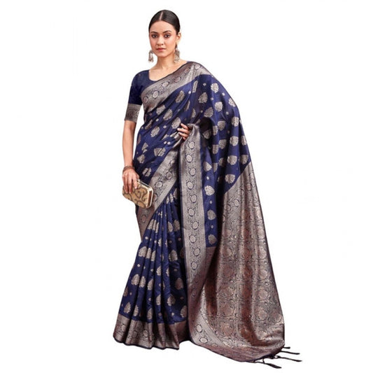 Designer Women's Banarasi Silk Printed Saree With Blouse Piece