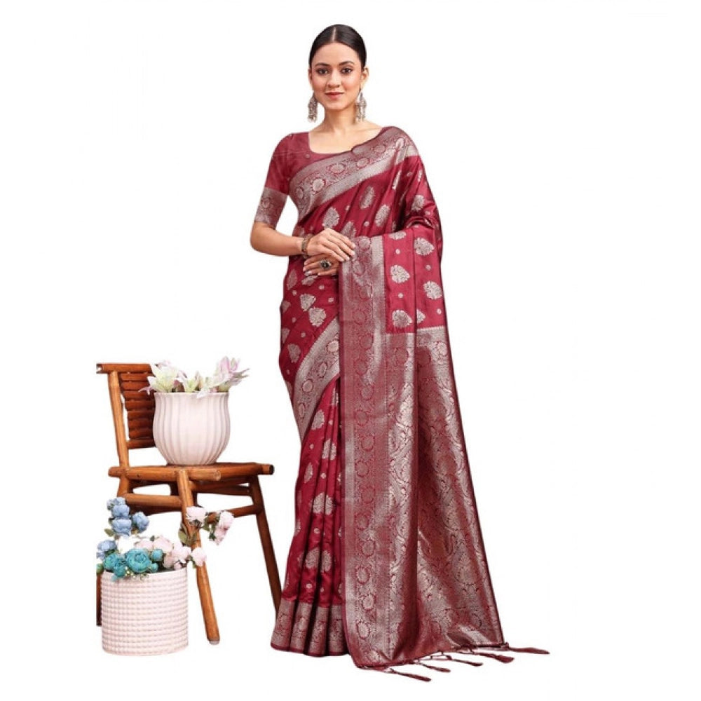 Designer Women's Banarasi Silk Printed Saree With Blouse Piece