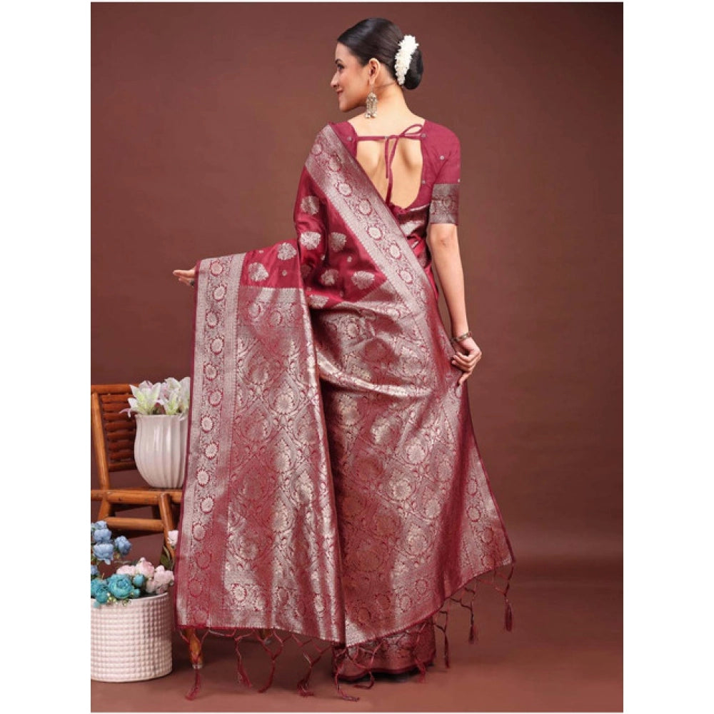 Designer Women's Banarasi Silk Printed Saree With Blouse Piece