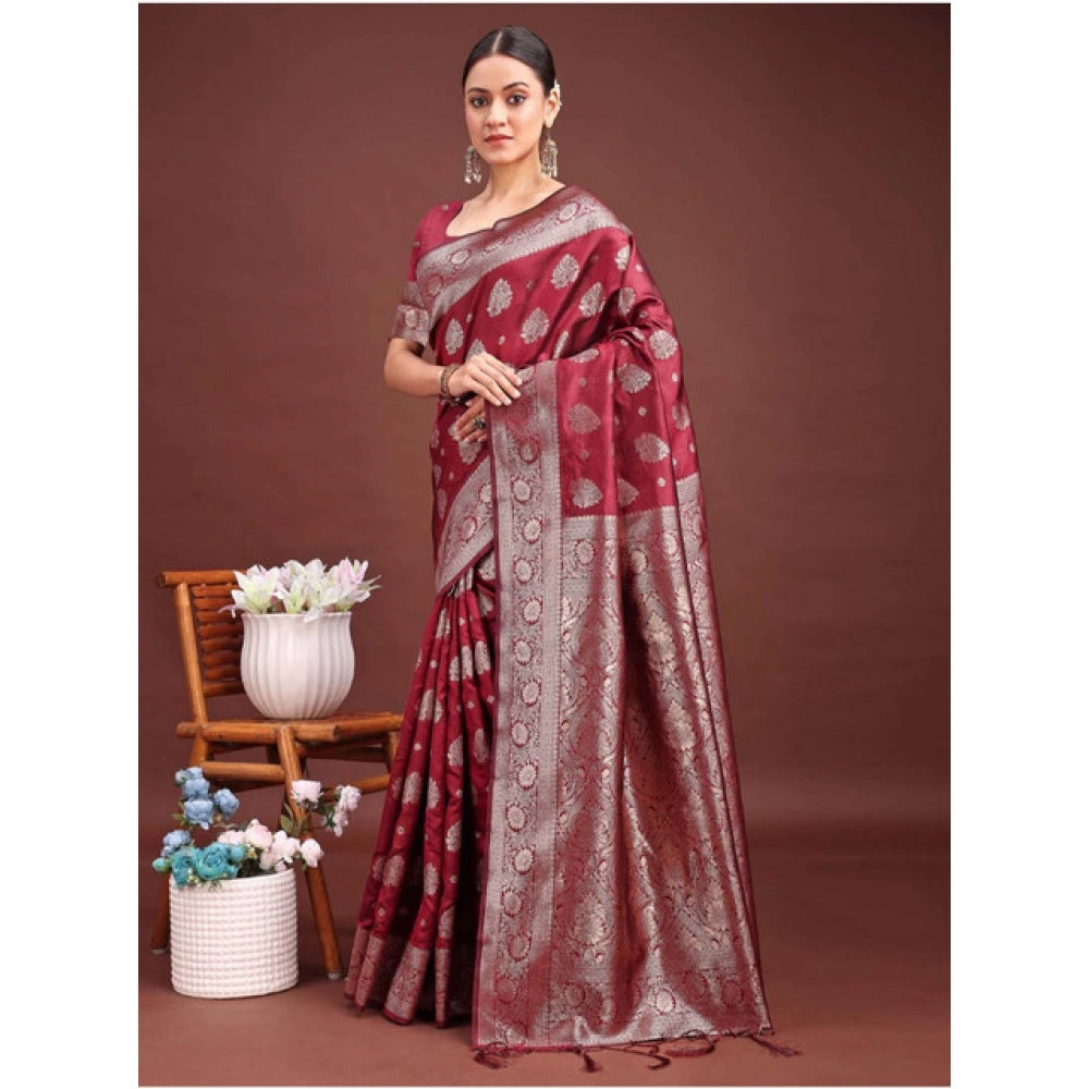 Designer Women's Banarasi Silk Printed Saree With Blouse Piece