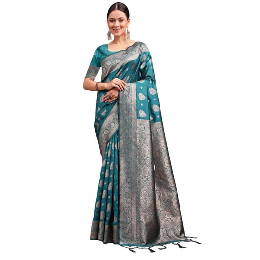 Designer Women's Banarasi Silk Printed Saree With Blouse Piece