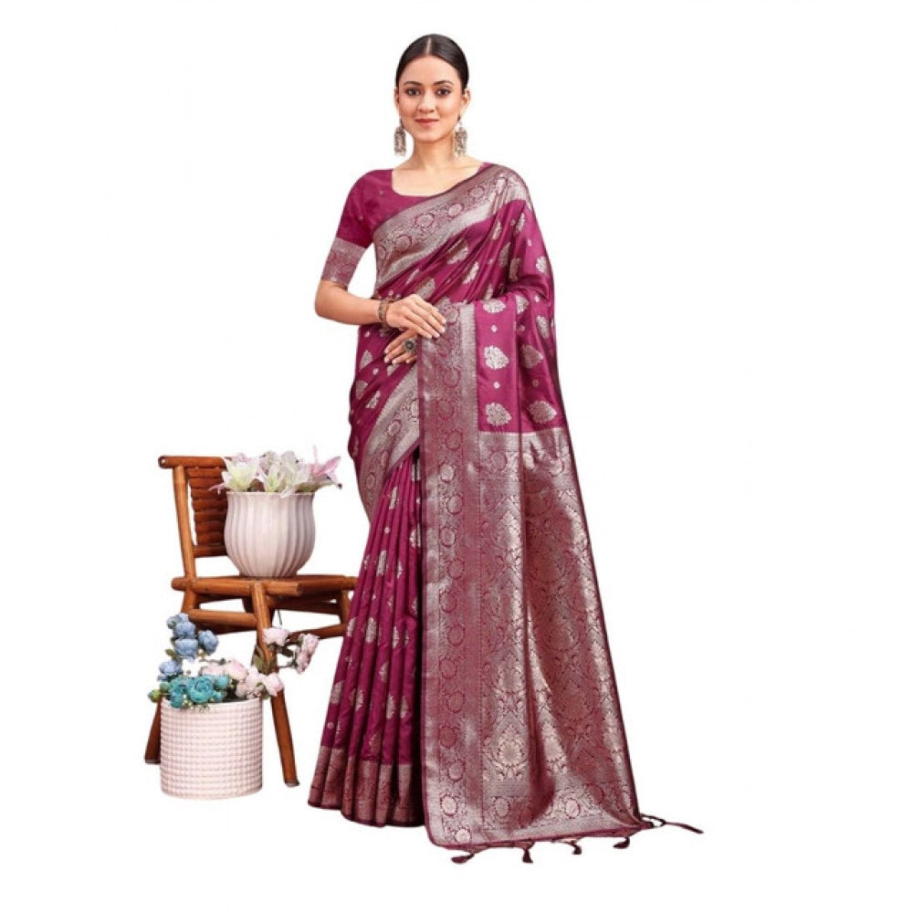 Designer Women's Banarasi Silk Printed Saree With Blouse Piece