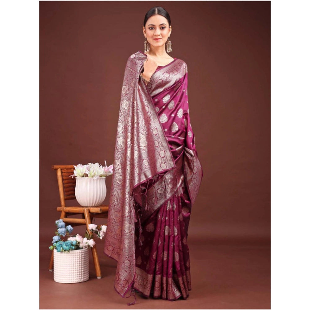 Designer Women's Banarasi Silk Printed Saree With Blouse Piece