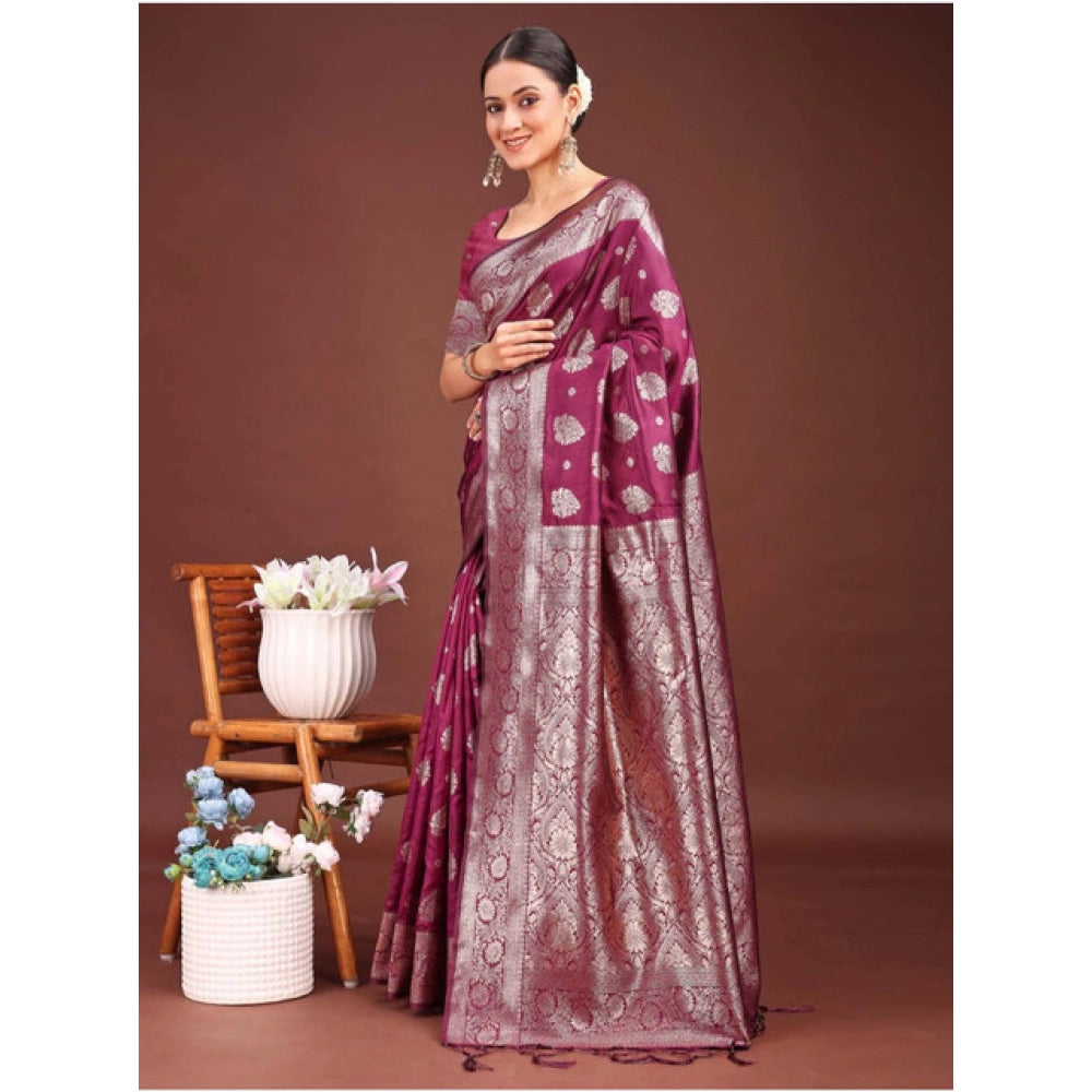 Designer Women's Banarasi Silk Printed Saree With Blouse Piece