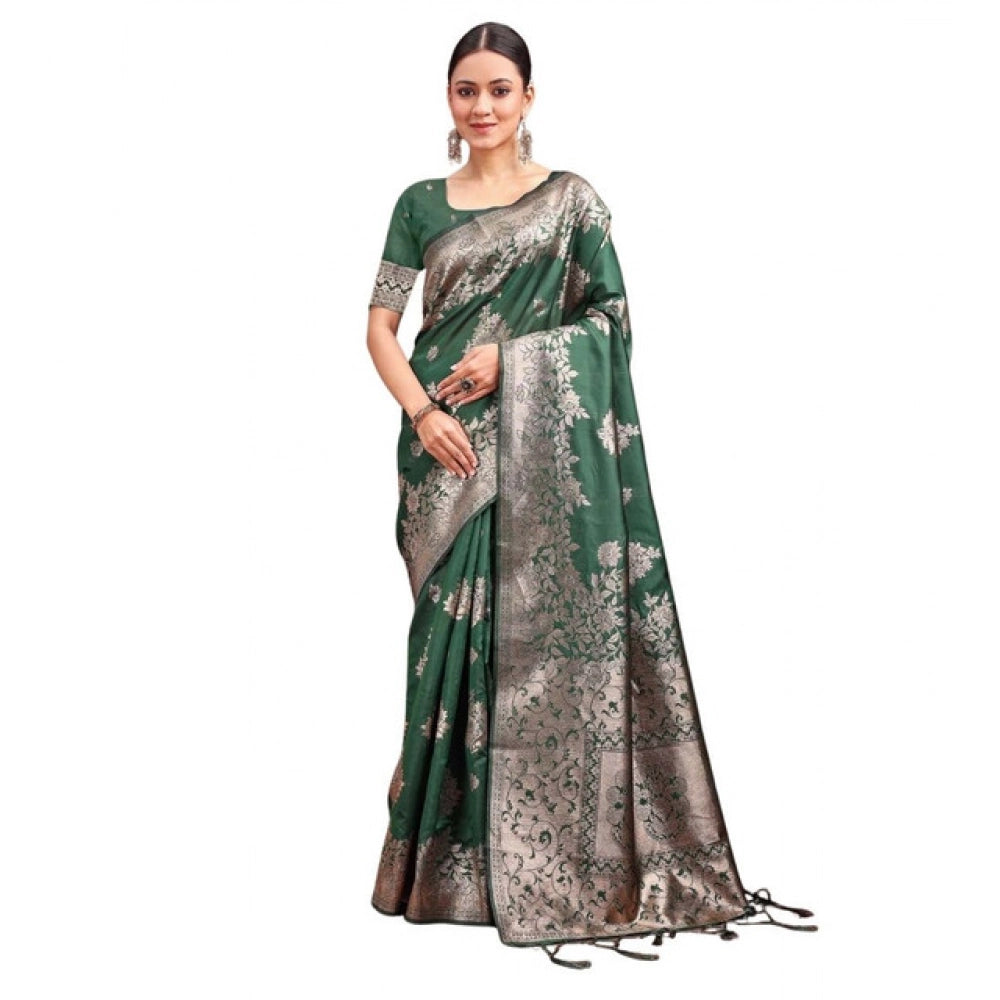 Designer Women's Banarasi Silk Printed Saree With Blouse Piece