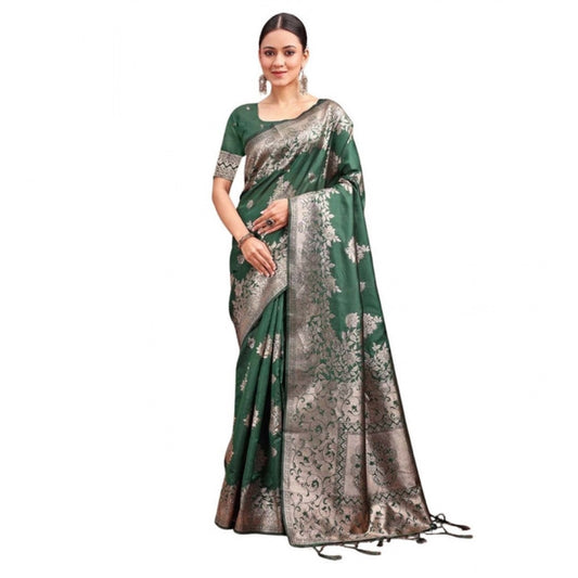 Designer Women's Banarasi Silk Printed Saree With Blouse Piece