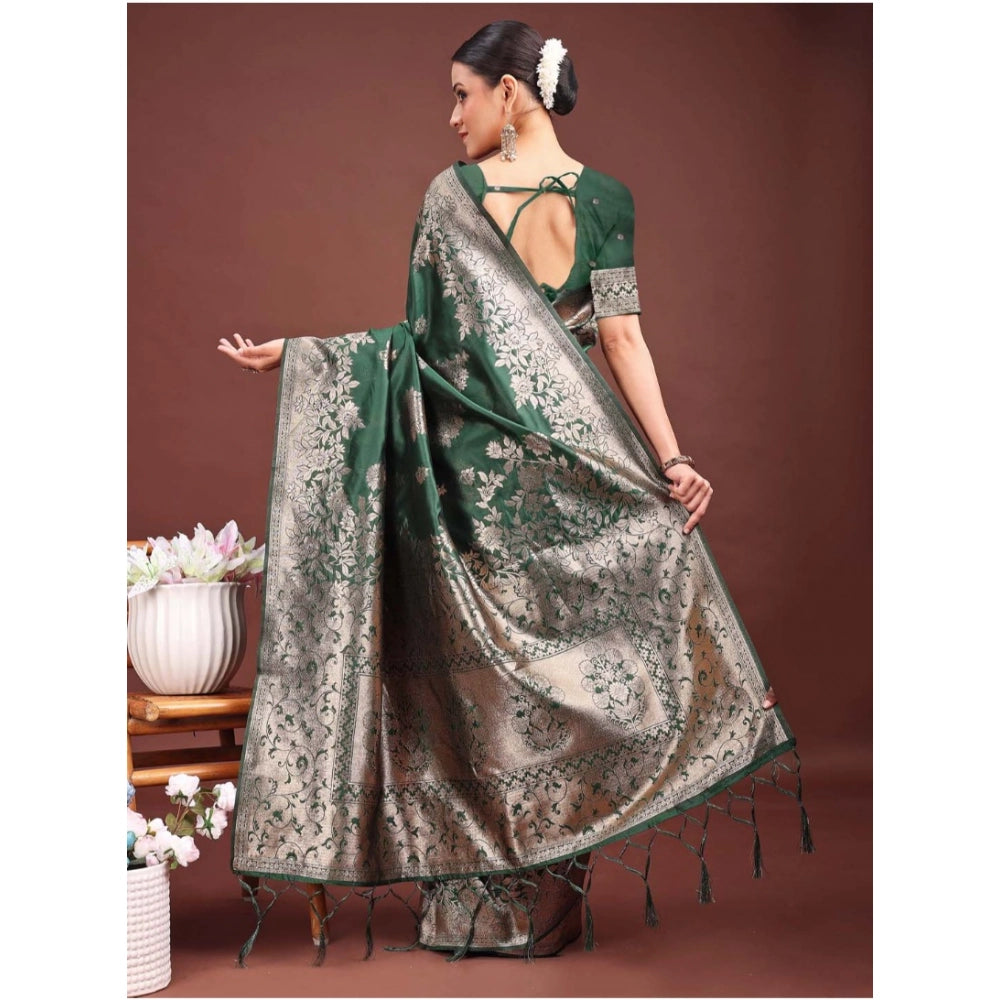 Designer Women's Banarasi Silk Printed Saree With Blouse Piece