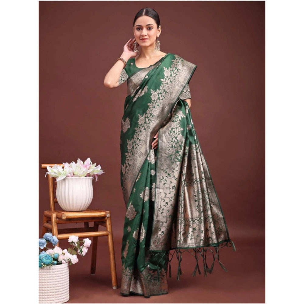 Designer Women's Banarasi Silk Printed Saree With Blouse Piece