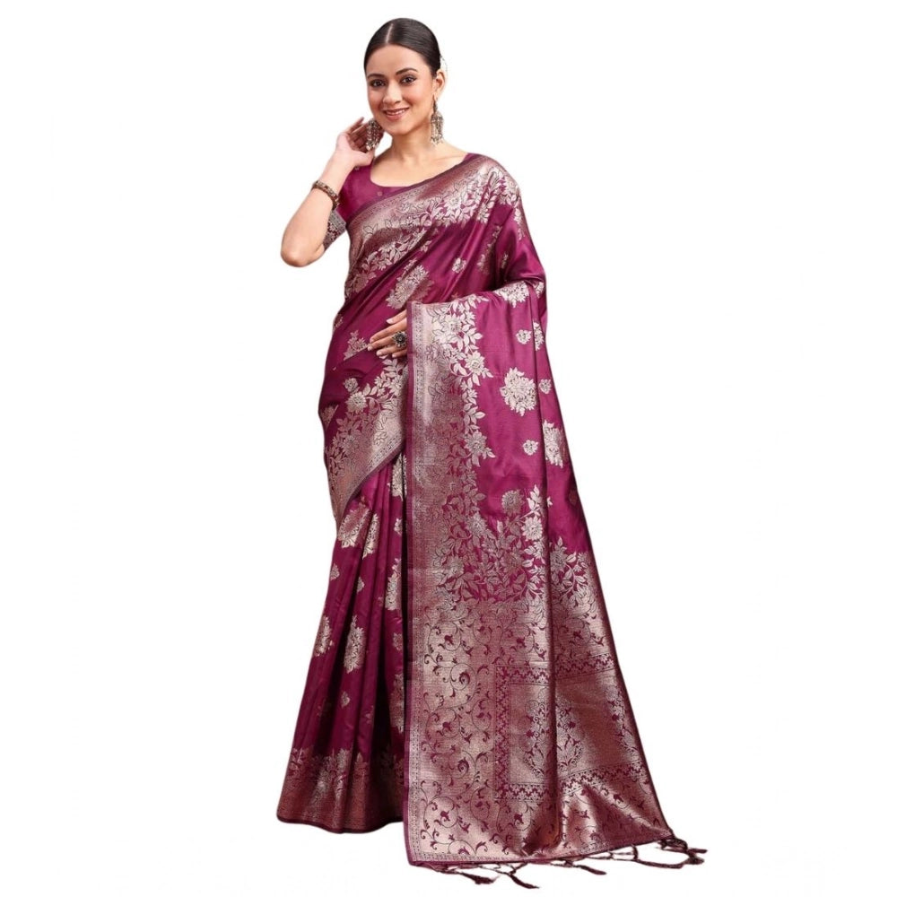 Designer Women's Banarasi Silk Printed Saree With Blouse Piece