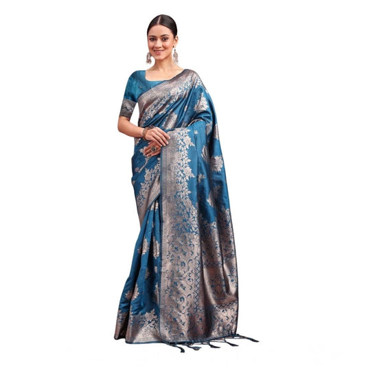 Designer Women's Banarasi Silk Printed Saree With Blouse Piece