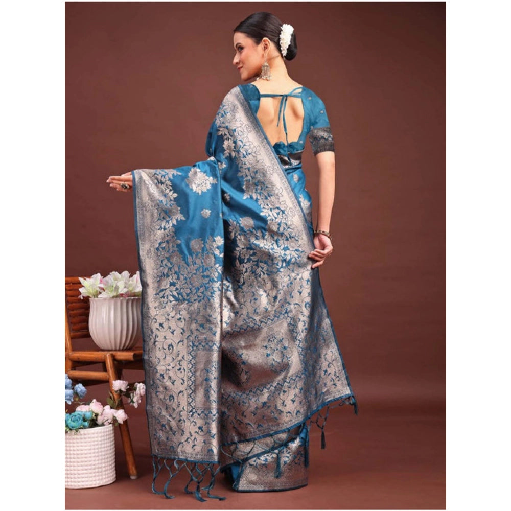 Designer Women's Banarasi Silk Printed Saree With Blouse Piece