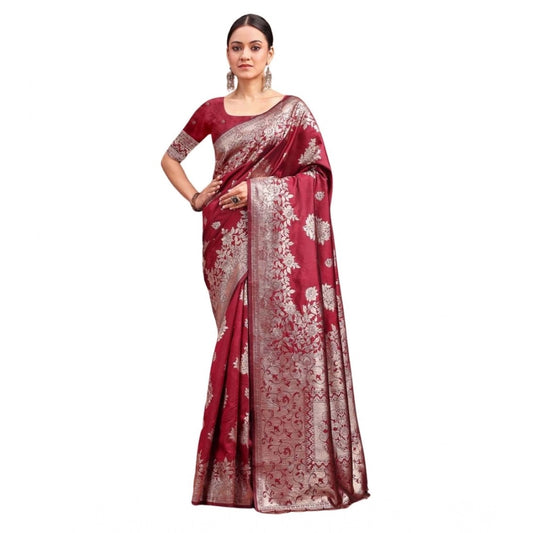 Designer Women's Banarasi Silk Printed Saree With Blouse Piece