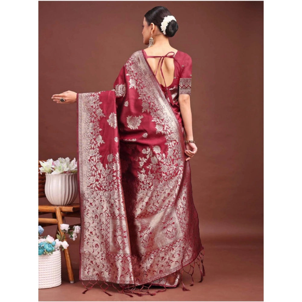 Designer Women's Banarasi Silk Printed Saree With Blouse Piece