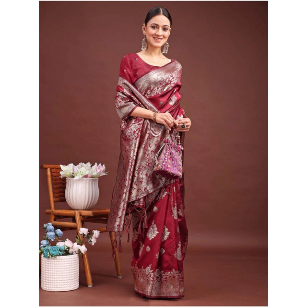Designer Women's Banarasi Silk Printed Saree With Blouse Piece