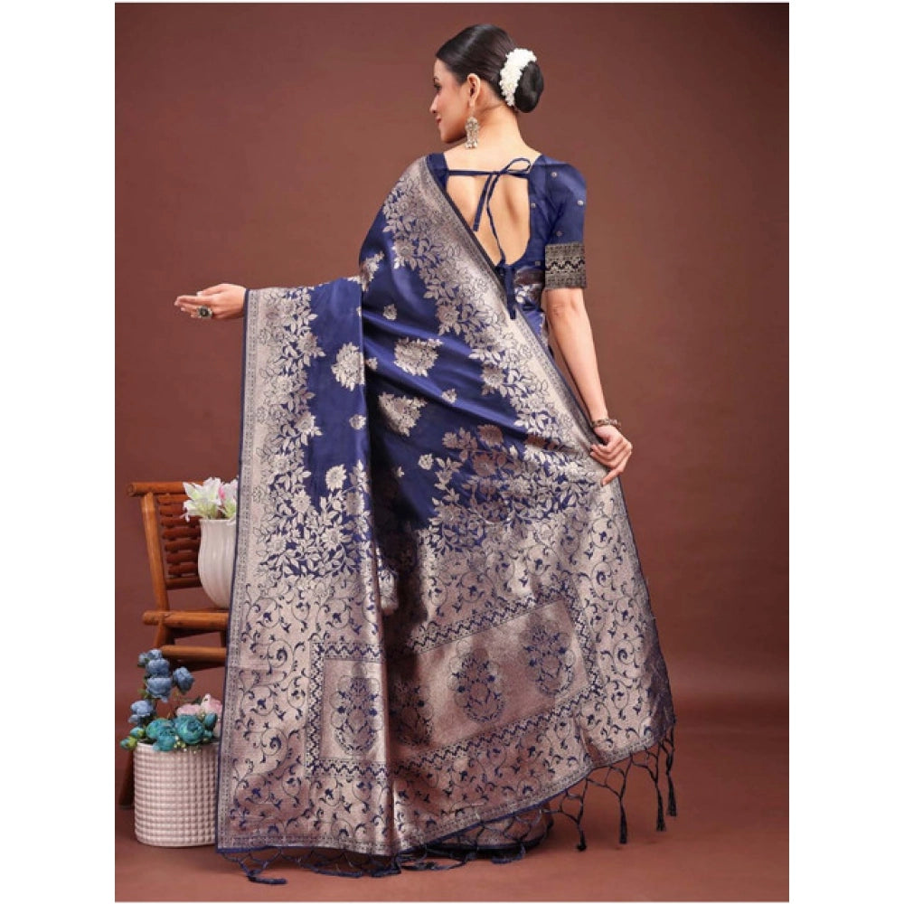 Designer Women's Banarasi Silk Printed Saree With Blouse Piece