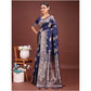 Designer Women's Banarasi Silk Printed Saree With Blouse Piece