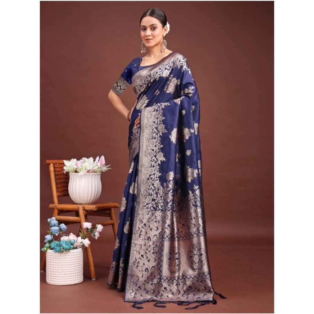 Designer Women's Banarasi Silk Printed Saree With Blouse Piece